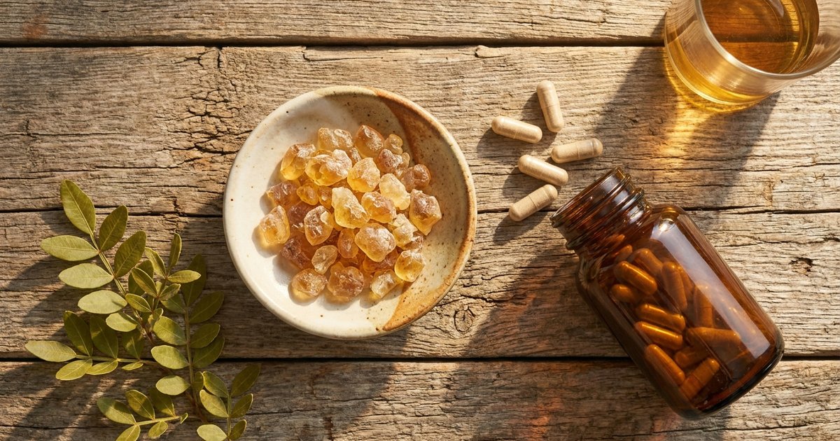 Chios mastic gum resin tears and supplement capsules representing mastic gum for Crohn's disease research